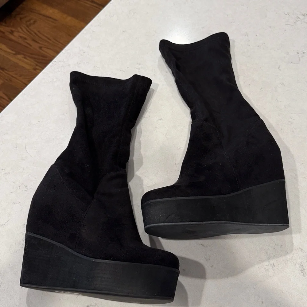Shelly’s London Roxy Black Wedge Sole Boots Size 7 Jeffrey Campbell/free people